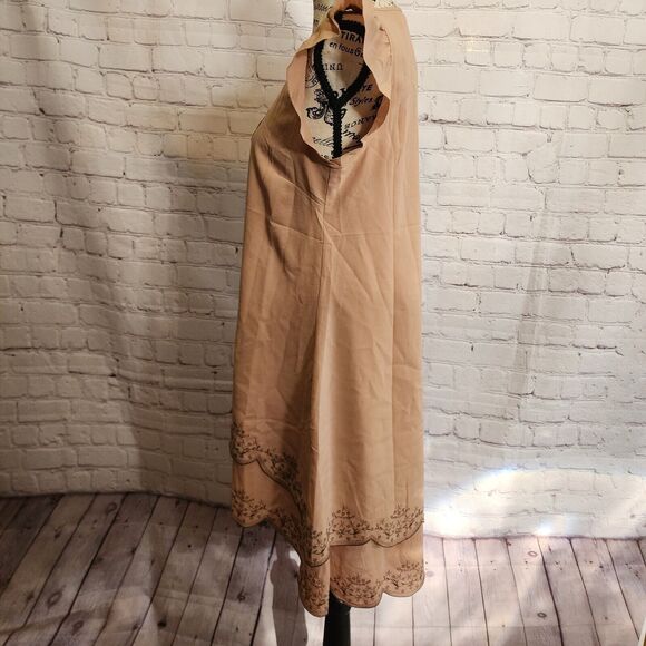 Blu Pepper For Anthropologie Dress Womens Small Brown Embroidered Flutter Sleeve - Picture 2 of 8